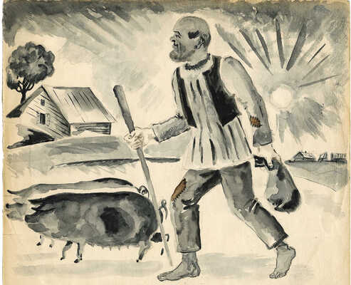 Хигер Ефим Яковлевич. Крестьянин со свиньями